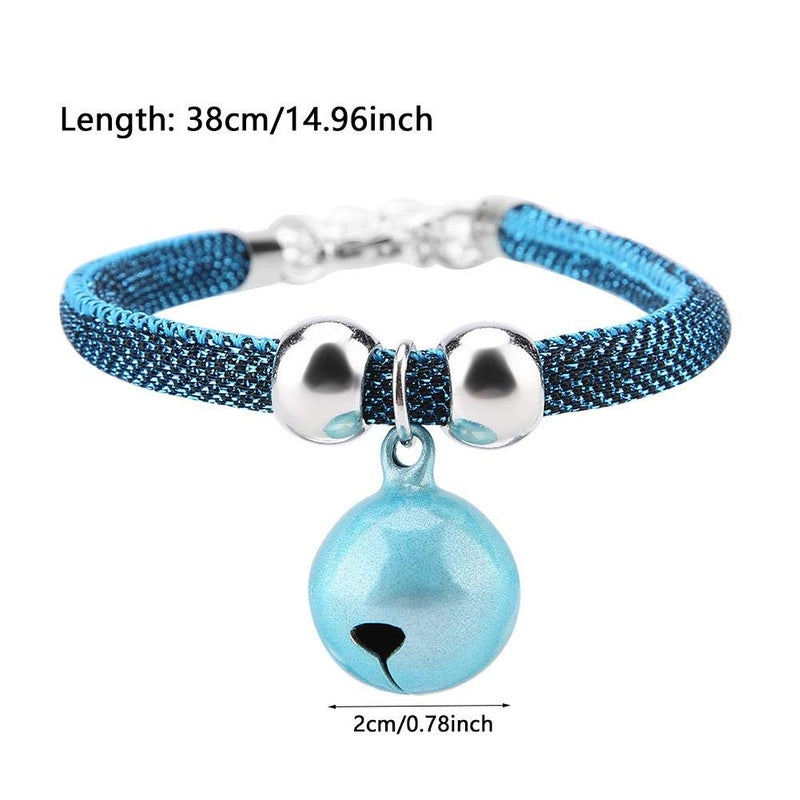 Tnfeeon Japanese Pets Necklace, Nylon Accessory Kitten Supply Cat Bell Collar with Bell(Blue) - Image 3